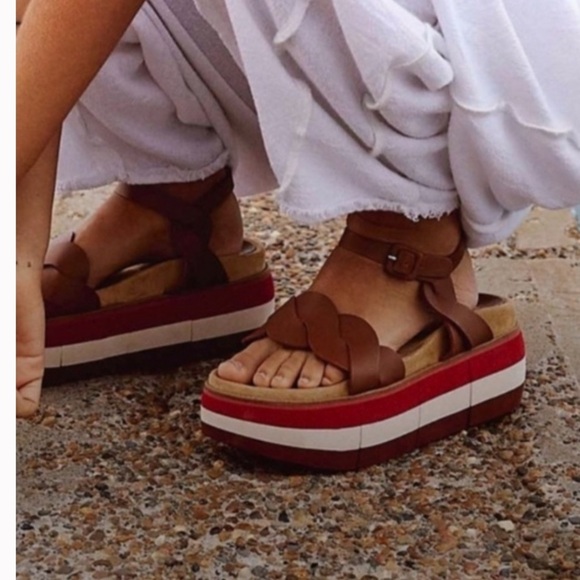 Anthropologie Paloma Barcelo Lara Tri-Color Platform Sandals - Picture 1 of 8